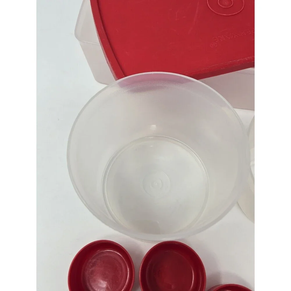 VINTAGE TUPPERWARE MISC LOT OF 34 RED CHRISTMAS FESTIVE FOOD STORAGE CONTAINERS